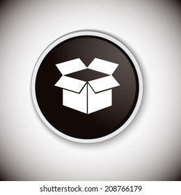 Black button with shadow. Vector icon
