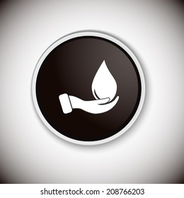 Black button with shadow. Vector icon