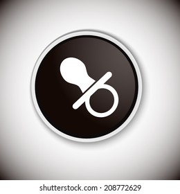 Black button with shadow. Vector icon