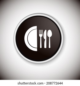 Black button with shadow. Vector icon