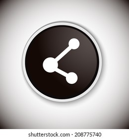 Black button with shadow. Vector icon