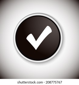 Black button with shadow. Vector icon