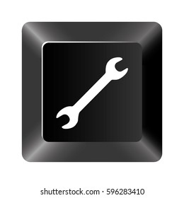 black button spanner icon, vector illustraction design