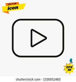 Black  button video player in line style. video player symbol, icon, ui, web. video player Vector illustration. EPS 10