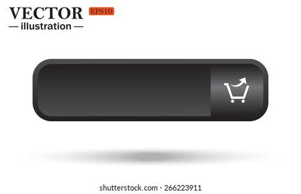 Black button for web sites on a white background with shadow.  remove from the shopping cart, vector illustration, EPS 10