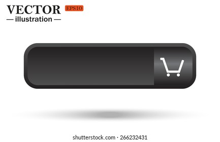 Black button for web sites on a white background with shadow.  put in shopping cart , vector illustration, EPS 10