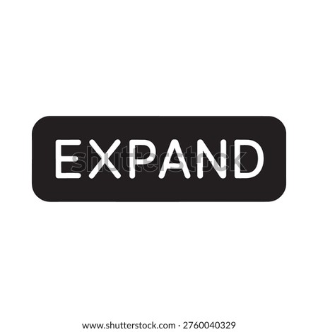 Black button with the word expand in white capital letters
