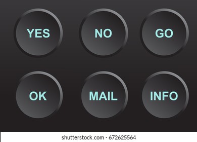 Black buttons. Icon set on black background.