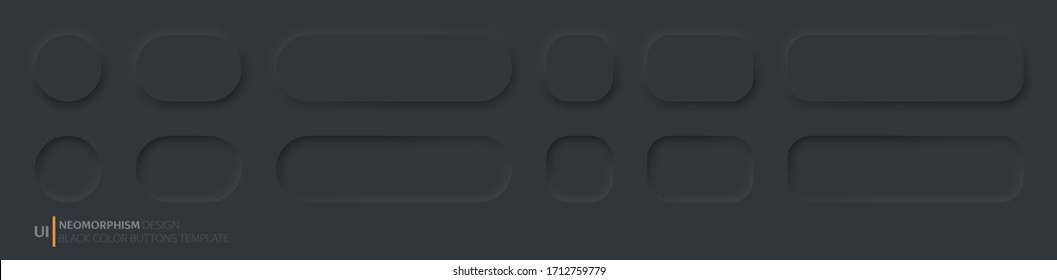 Black buttons in Neomorphism design style. Vector illustration EPS 10	