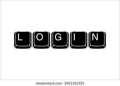 Black buttons on the keyboard with word login. Top view. Enter to account, sign in form. Computer keyboard icons. Vector illustration.