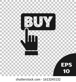 Black Buy button icon isolated on transparent background.  Vector Illustration