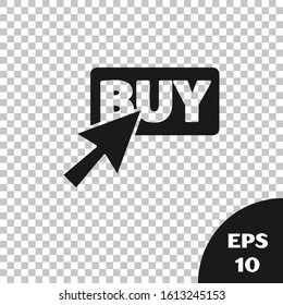 Black Buy button icon isolated on transparent background.  Vector Illustration