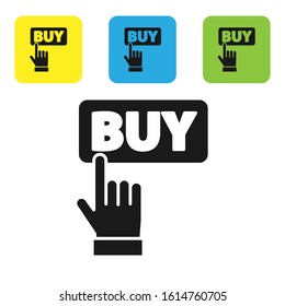 Black Buy button icon isolated on white background. Set icons colorful square buttons. Vector Illustration