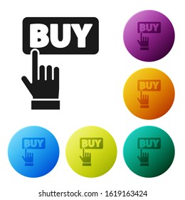 Black Buy button icon isolated on white background. Set icons colorful circle buttons. Vector Illustration