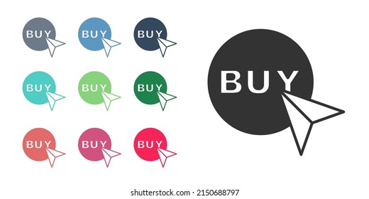 Black Buy button icon isolated on white background. Set icons colorful. Vector