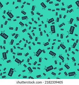 Black Buy button icon isolated seamless pattern on green background.  Vector
