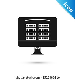 Black Buy cinema ticket online icon isolated on white background. Service Concept.  Vector Illustration