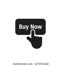 black buy now simple icon. flat minimal cpc logotype graphic design illustration isolated on white. concept of forefinger badge for online store or e-commerce client making easy decision or pre-order