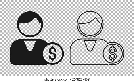 Black Buyer icon isolated on transparent background.  Vector