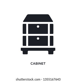black cabinet isolated vector icon. simple element illustration from furniture concept vector icons. cabinet editable black logo symbol design on white background. can be use for web and mobile