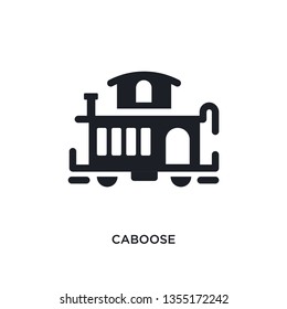 black caboose isolated vector icon. simple element illustration from transportation concept vector icons. caboose editable logo symbol design on white background. can be use for web and mobile