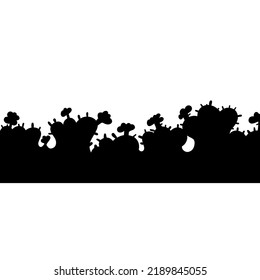 Black cactus horizontal border flowers shadows