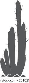 Black cactus icon. Desert plant growing silhouette