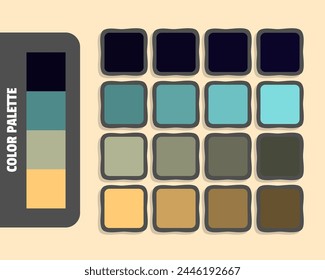 Black cadetblue darkgray khaki color palette, colour matching, rgb colors, harmonious colours catalog sample, design and edit idea