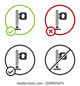 El café negro y el icono de la ubicación del restaurante aislado de fondo blanco. Señal de la horquilla y de la cuchara en el interior del pinpoint. Botón Círculo. Vector.