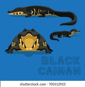 Black Caiman Cartoon Vector Illustration