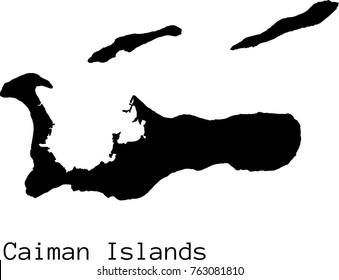 Black Caiman Islands  map vector silhouette