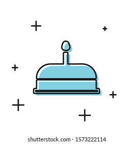 Black Cake with burning candles icon isolated on white background. Happy Birthday.  Vector Illustration