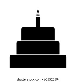 The black cake with candle in top it is icon.