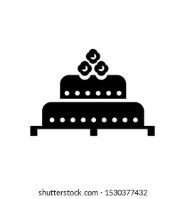 black cake celebration icon in flat style isolated. Vector Symbol illustration.