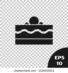 Black Cake icon isolated on transparent background. Happy Birthday.  Vector Illustration