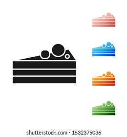 Black Cake icon isolated on white background. Happy Birthday. Set icons colorful. Vector Illustration