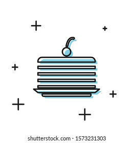 Black Cake icon isolated on white background. Happy Birthday.  Vector Illustration