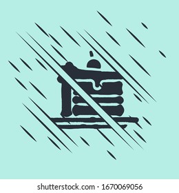 Black Cake icon isolated on green background. Happy Birthday. Glitch style. Vector Illustration