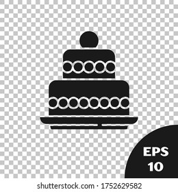Icono de Pastel negro aislado en fondo transparente. Feliz cumpleaños.  Vector