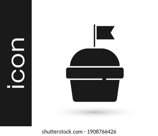 Black Cake icon isolated on white background. Happy Birthday.  Vector
