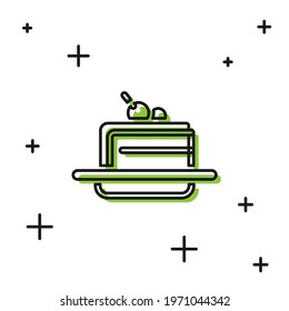 Black Cake icon isolated on white background. Happy Birthday.  Vector
