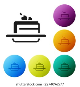 Schwarzer Kuchen Symbol einzeln auf weißem Hintergrund. Alles Gute zum Geburtstag! Symbole in den Farbkreisknöpfen einstellen. Vektorgrafik