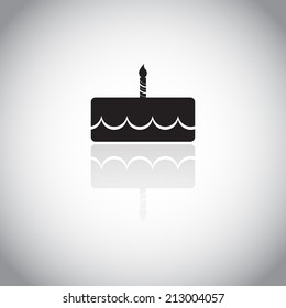 black cake icon with shadow, vector
