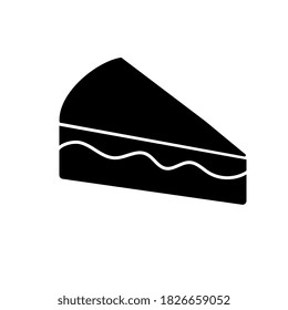 Icono de la rebanada de pastel negra en diseño plano