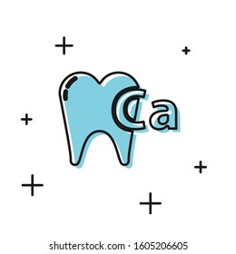 Black Calcium for tooth icon isolated on white background. Tooth symbol for dentistry clinic or dentist medical center.  Vector Illustration