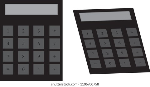black calculator with gray buttons
