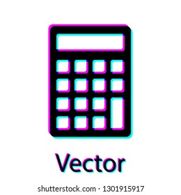 Black Calculator icon isolated on white background. Accounting symbol. Business calculations mathematics education and finance. Vector Illustration