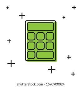 Black Calculator icon isolated on white background. Accounting symbol. Business calculations mathematics education and finance.  Vector Illustration