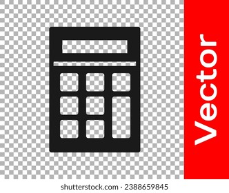 Black Calculator icon isolated on transparent background. Accounting symbol. Business calculations mathematics education and finance.  Vector Illustration