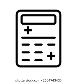 Ícone preto da calculadora com sinais de mais e igual branco sinal de mais